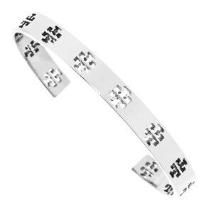 Tory Burch Silver T- Pierced Logo Cuff Bracelet Excellent Condition w/ Pouch